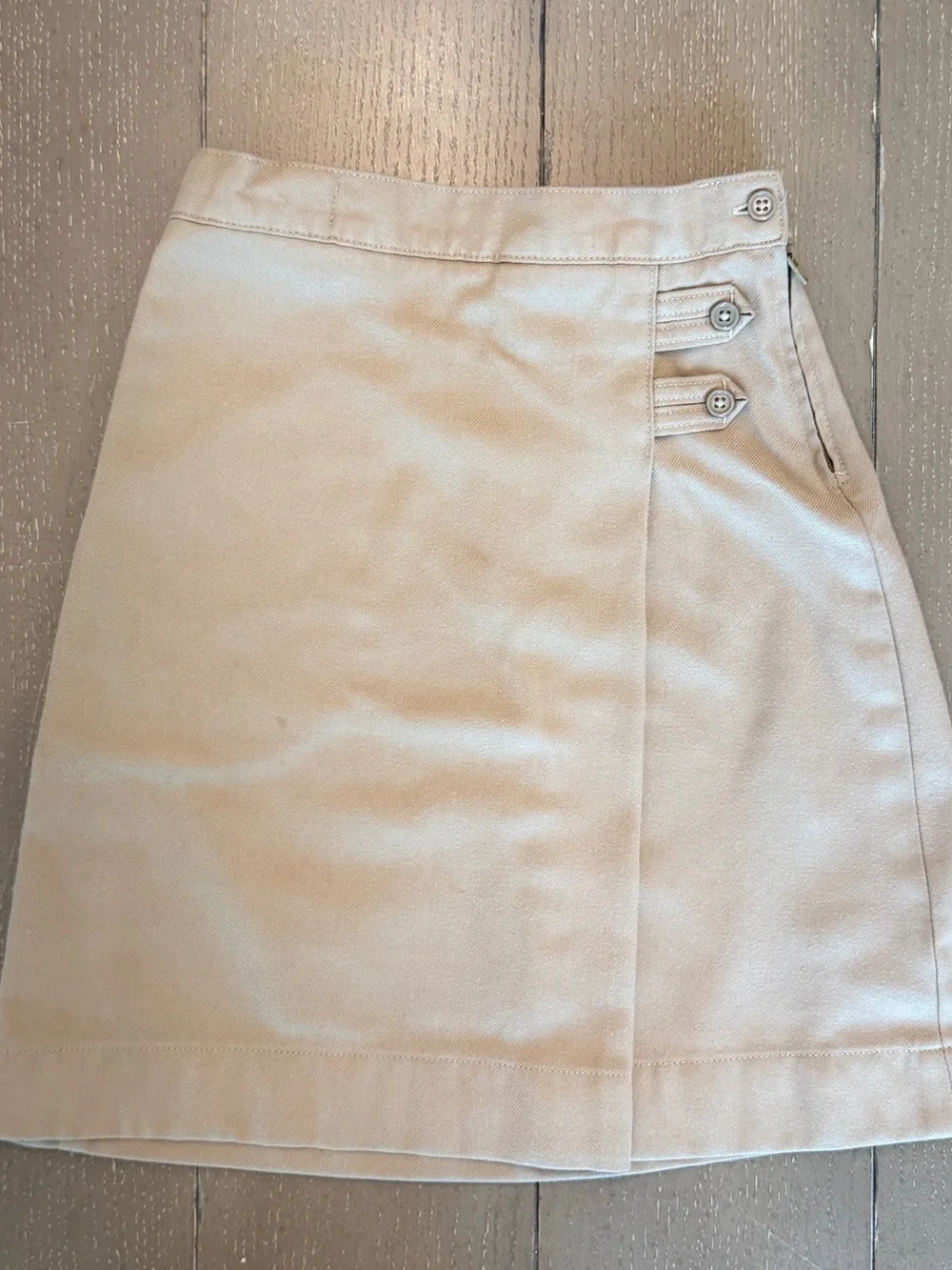 Lands End Girls’ School Uniform Solid A-Line Below the Knee Khaki Skirt • Size 8